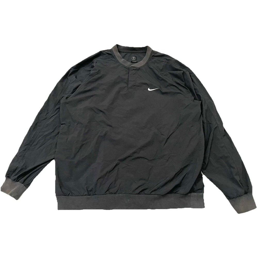 Vintage Nike Golf Blade Collar Windbreaker Pullover XL Black Snap Zip Pockets